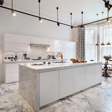 Marble style, white color, high taste holy quartz stone.